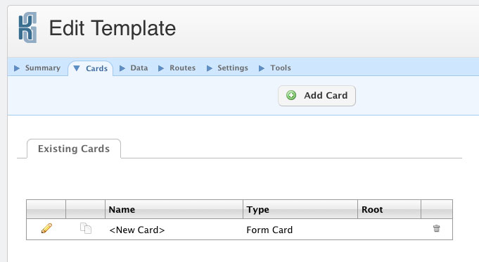 Existing Cards Table